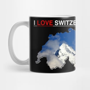 I Love Switzerland Map Snow Capped Mountain Peak Mug